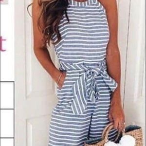Light blue stripped jumpsuit size Lg